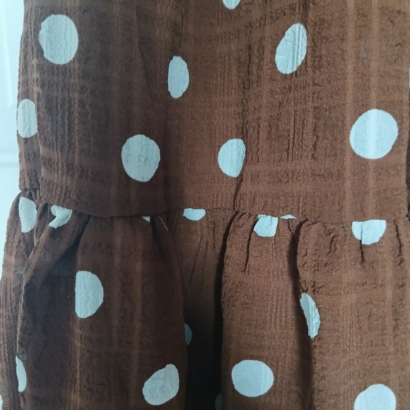 Mine Dress Chocolate Brown and White Flutter Sleeve Mini Sundress Polka Dots - Picture 12 of 12